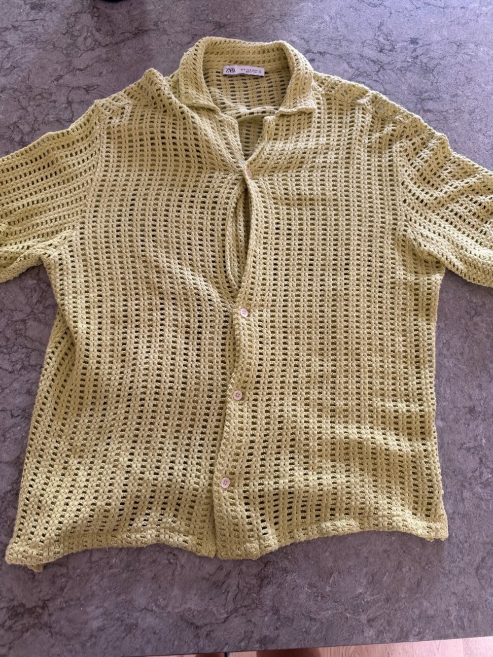 Zara Button Up Mesh Green Medium